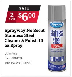 Stainless Steel Cleaner $3.00 Through January 31st
